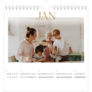 Fotokalender Vierkant — Gouden tekst groot