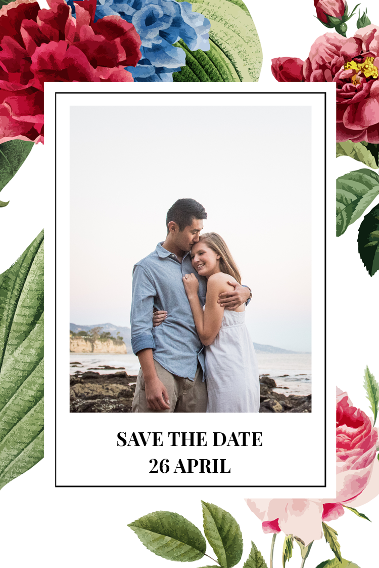 Save the date — Felle vintage bloemen