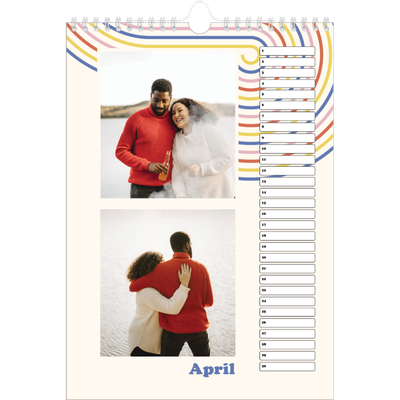 Verjaardagskalenders A4 — Retro strepen [April]