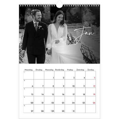 A3 Jaarkalender — Elegant schrift [Januari]