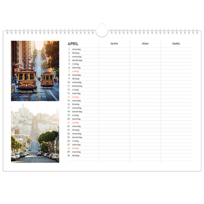 A3 Familieplanners — Simplistisch - gezinsplanner 3 personen [April]