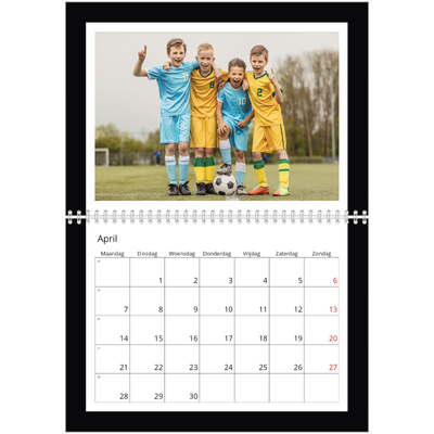 Fotokalender A4 Dubbel (30 x 40 cm) — Compleet zwart kader [April]