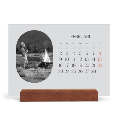 Bureaukalender met houten standaard  — De open weg [Februari]