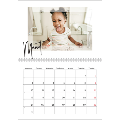 Fotokalender A4 Dubbel (30 x 40 cm) — Transparante kaders [Maart]
