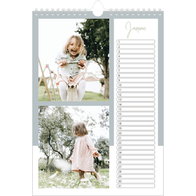 Verjaardagskalenders A4 — Aardse frames [Januari]