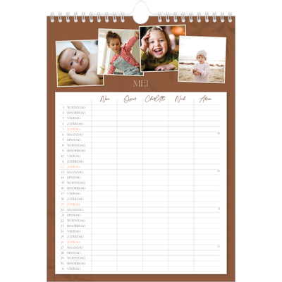 A4 Familieplanners — Warme aardetinten - gezinsplanner 5 personen [omslag]