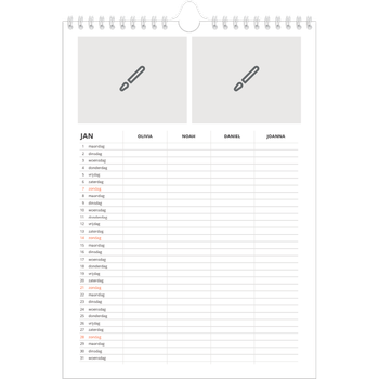 Fotokalender A4 — Ontwerp je eigen product - 4-persoons gezin
