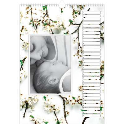 Verjaardagskalenders A3 — Kleurrijke bloemenachtergrond [Mei]