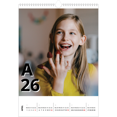 A3 Jaarkalender — Letter stijl [April]
