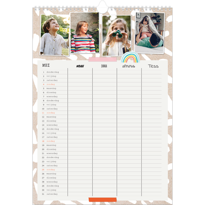 A3 Familieplanners — Rustiek - gezinsplanner 4 personen [omslag]