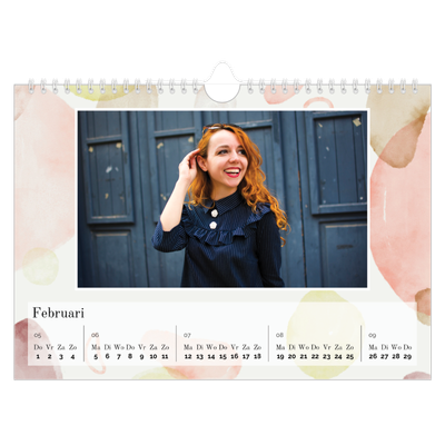 Fotokalender A4 — Aquarel vlekkenpatroon [Februari]