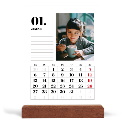Bureaukalender met houten standaard  — Serif en momenten [Januari]