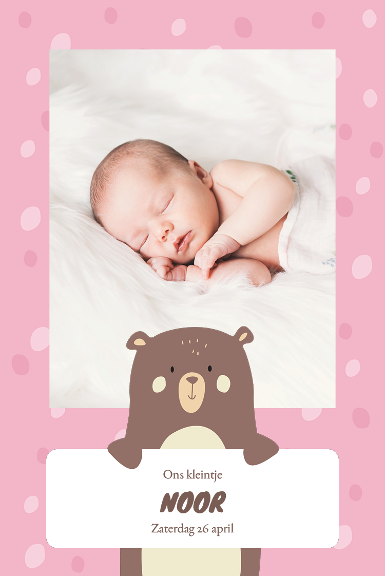 Uitnodigingen — Babybeer - roze