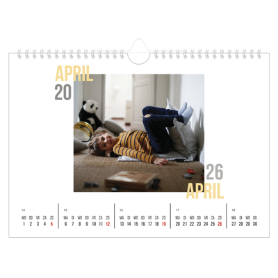 Fotokalender A4 — Dubbele tekst [April]