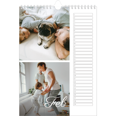 Verjaardagskalenders A4 — Handgeschreven maanden [Februari]