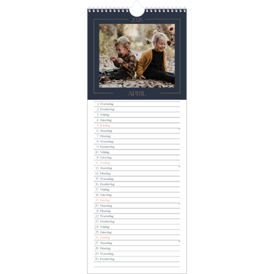 Smalle kalender  — Pruisisch blauw [April]