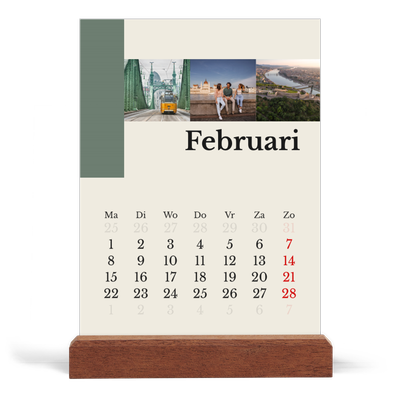 Bureaukalender met houten standaard  — Bezienswaardigheden van de wereld [Februari]