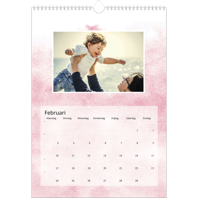 A3 Jaarkalender — Aquarel achtergronden [Februari]