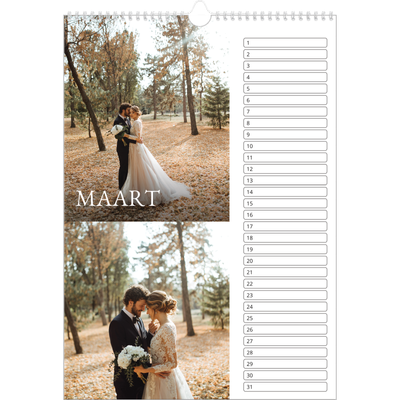 Verjaardagskalenders A3 — Schreefletters [Maart]