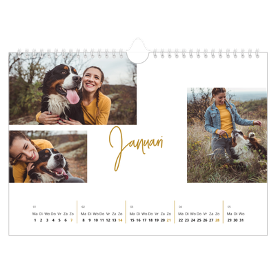 Fotokalender A4 — Goudkleurige letters [Januari]