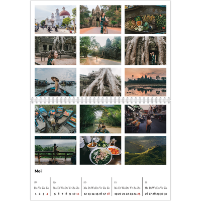 Fotokalender A4 Dubbel (30 x 40 cm) — Eenvoudig blokkenpatroon [omslag]