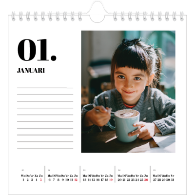 Jaarkalenders vierkant — Serif en momenten [Januari]