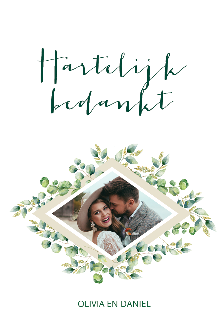 Bedankkaarten — Kader met groene bladeren