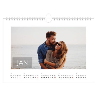 Fotokalender A4 — Overlay van datumvak [Januari]