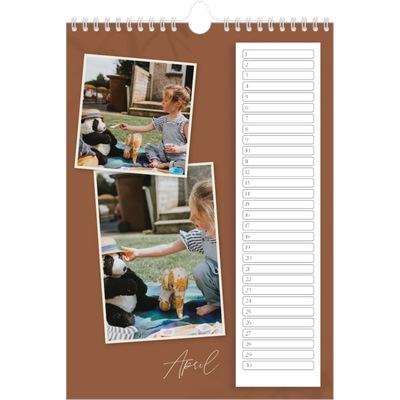 Verjaardagskalenders A4 — Warme aardetinten [April]