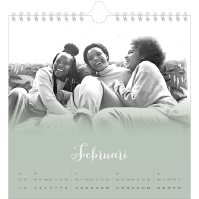 Jaarkalenders vierkant — Zachtgroen kleurverloop [Februari]