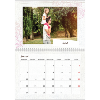 Fotokalender A4 Dubbel — Bloempatroon in potlood