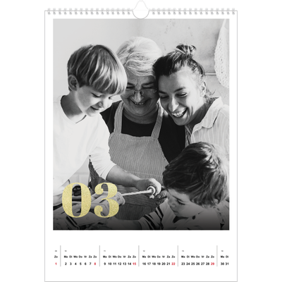 A3 Jaarkalender — Grote glitter cijfers [Maart]