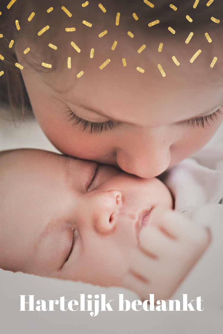 Bedankkaarten — Goudkleurige snippers