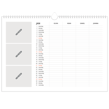 Fotokalender A3 — Ontwerp je eigen product - 4-persoons gezin