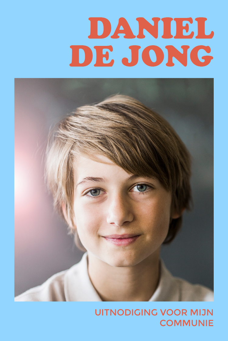 Uitnodigingen — Communie retrostijl