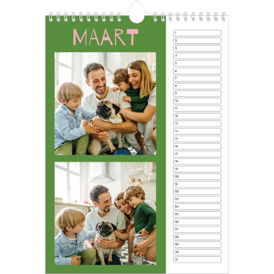 Verjaardagskalenders A4 — Vrolijk & kleurrijk [Maart]