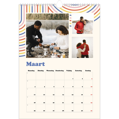 A3 Jaarkalender — Retro strepen [Maart]
