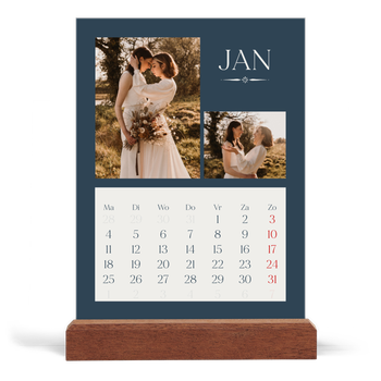 Bureaukalender met houten standaard — Leisteen & schreef