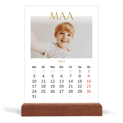 Bureaukalender met houten standaard  — Gouden tekst groot [Maart]