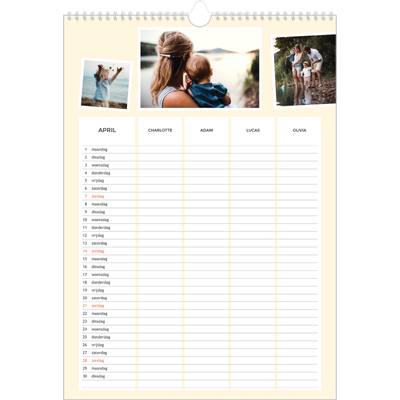 A3 Familieplanners — Modern - gezinsplanner 4 personen [April]