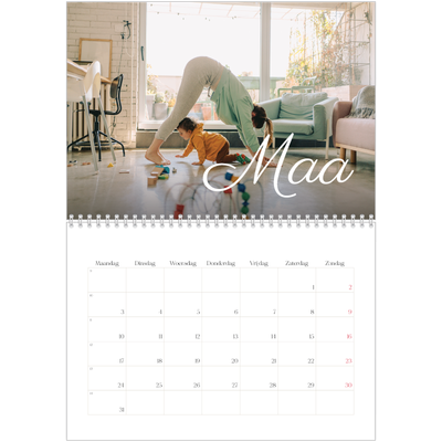 Fotokalender A4 Dubbel (30 x 40 cm) — Handgeschreven maanden [Maart]