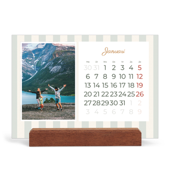 Bureaukalender met houten standaard — Schrift en strepen