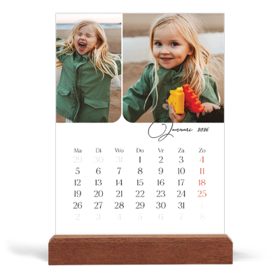 Bureaukalender met houten standaard  — Momentopnamen en schrift [Januari]