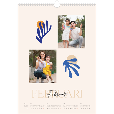 A3 Jaarkalender — Minimalistisch koraal [Februari]