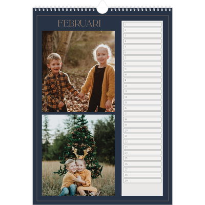 Verjaardagskalenders A3 — Pruisisch blauw [Februari]