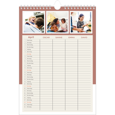A4 Familieplanners — Aardse tonen - gezinsplanner 4 personen [April]