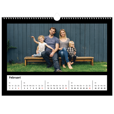 Fotokalender A3 — Foto in zwart kader [Februari]