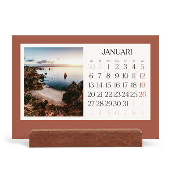 Bureaukalender met houten standaard — Klassieke kleuren