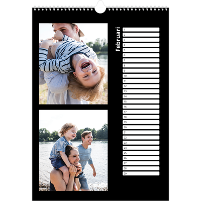Verjaardagskalenders A3 — Foto in zwart kader [Februari]