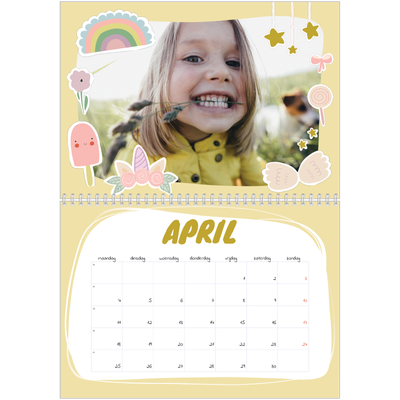 Fotokalender A4 Dubbel (30 x 40 cm) — Regenboog eenhoorn [April]